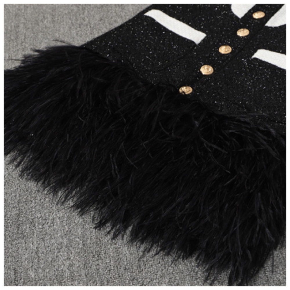 🎁 The Coco Natural Feather Trim Dress - Picture 6 of 7